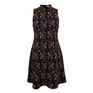 Lush Floral Print Mock Neck Sleeveless Stretch Shift Dress Multicolor Size XS
